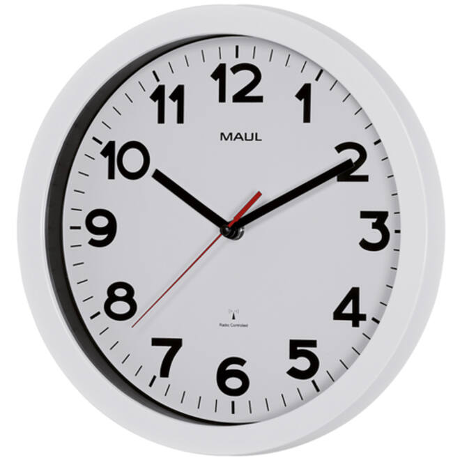 Wandklok MAUL Step RC Ø30x5cm kunststof wit/wit