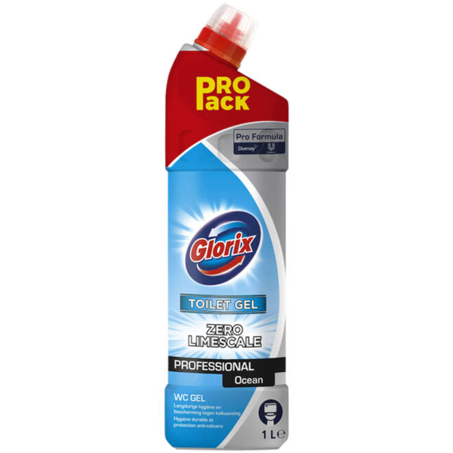 Sanitairreiniger Glorix Pro Formula Toilet Gel Ocean zonder bleek 1000ml