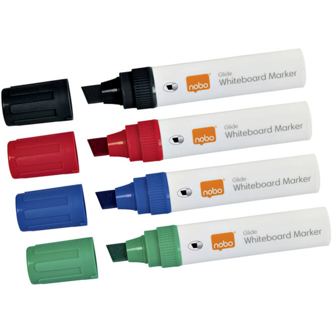 Viltstift Nobo whiteboard Glide schuin assorti 10mm 4stuks