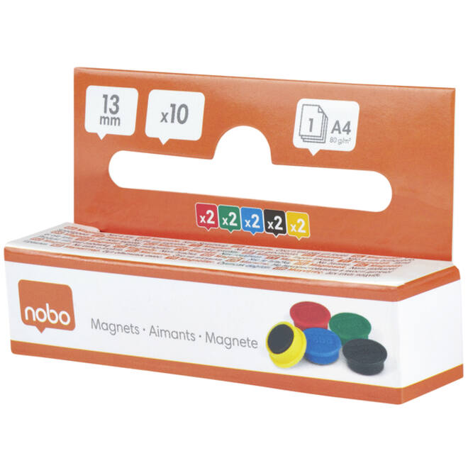 Magneet Nobo 13mm assorti 10stuks