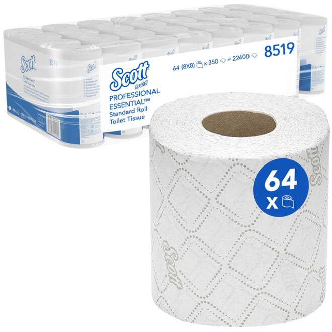 Toiletpapier Scott Essential 2-laags 350 vel wit 8519