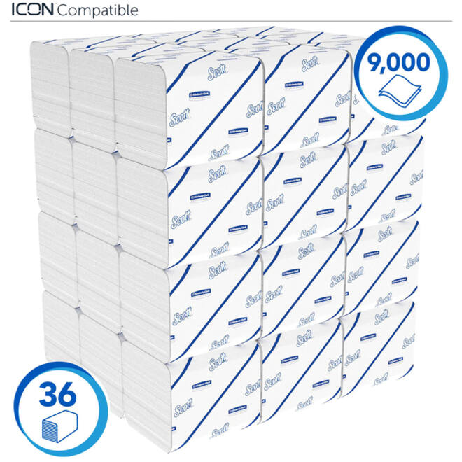 Toiletpapier Scott gevouwen tissue 2-laags 36x250stuks wit 8508