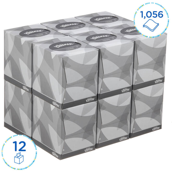 Facial tissues Kleenex 2-laags kubus 12x88stuks wit 8834