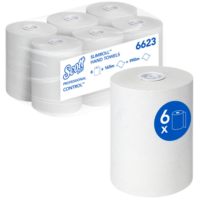 Handdoekrol Scott Slimroll 1-laags 165m wit 6623