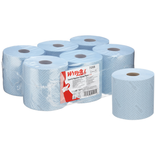 Poetsrol WypAll L10 1-laags 19,5x304m 800vel blauw 7255