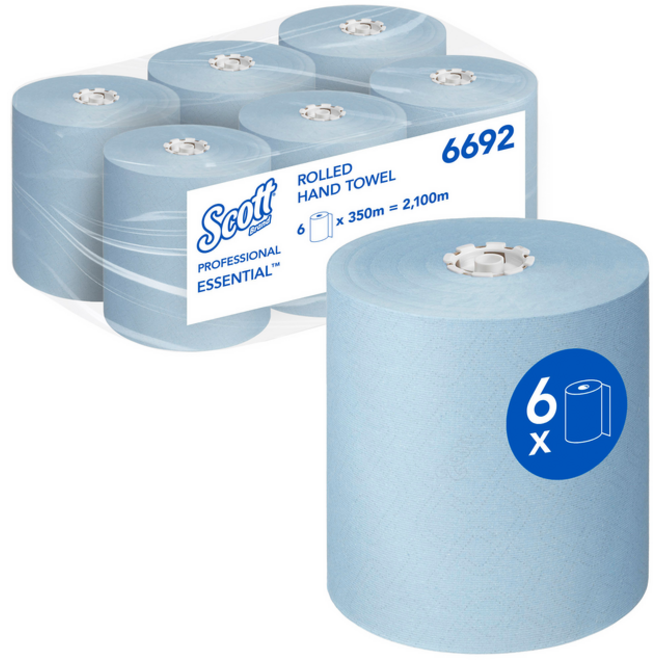 Handdoekrol Scott Essential 1-laags 350m blauw 6692