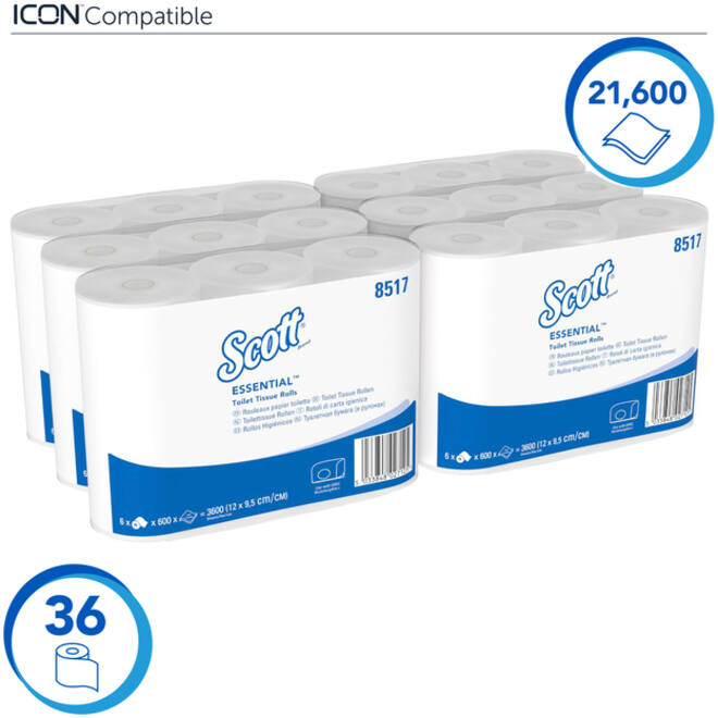 Toiletpapier Scott Essential 2-laags 600vel wit 8517