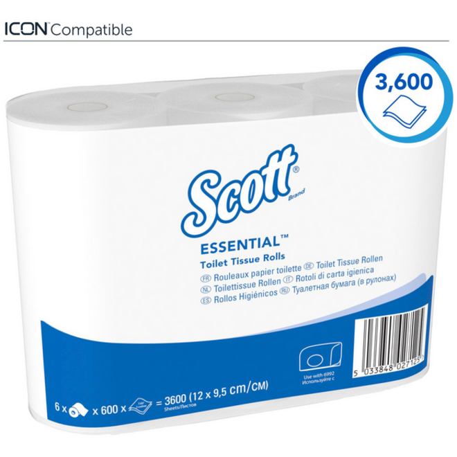 Toiletpapier Scott Essential 2-laags 600vel wit 8517