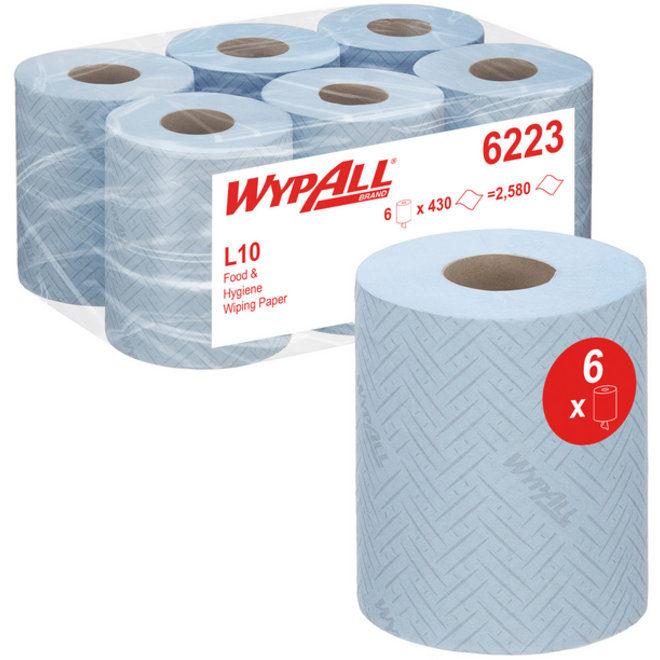 Poetspapier WypAll L10 GeneralClean 1-laags 430 vel blauw 6223