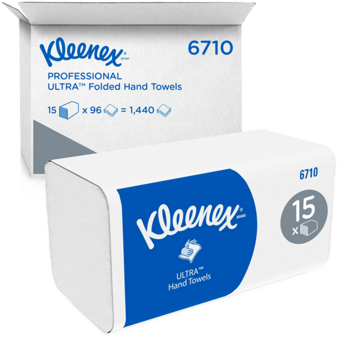 Handdoek Kleenex Ultra i-vouw 3-laags 21,5x31,8cm wit 15x96stuks 6710