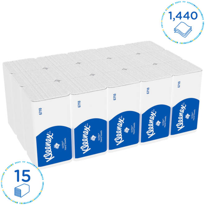 Handdoek Kleenex Ultra i-vouw 3-laags 21,5x31,8cm wit 15x96stuks 6710