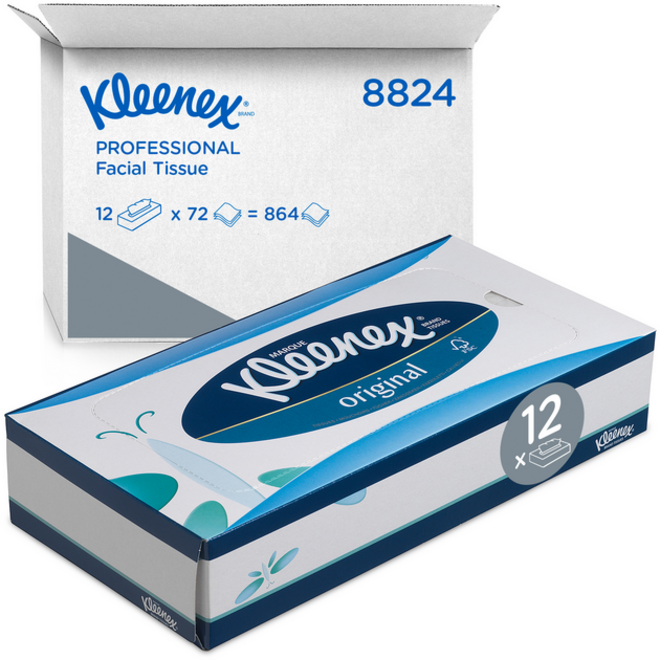 Facial tissues Kleenex 3-laags standaard 12x72stuks wit 8824