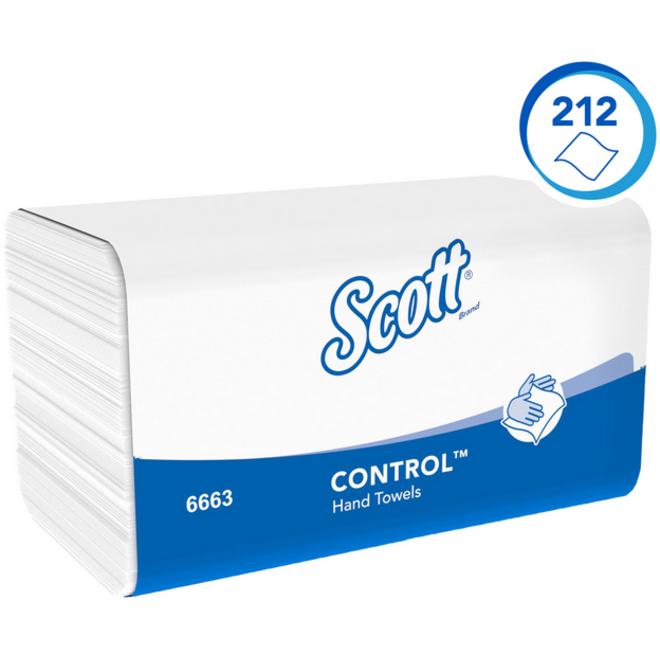 Handdoek Scott Control i-vouw 1-laags 215x315mm 15x212 vel wit 6663