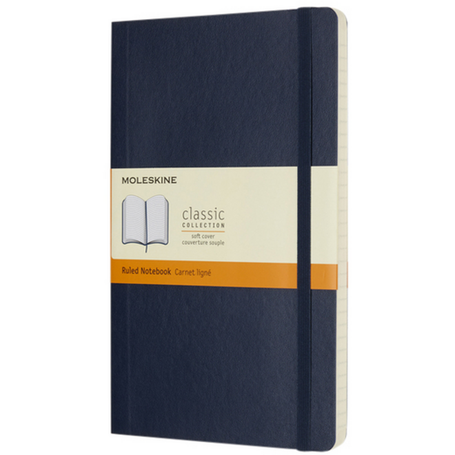 Notitieboek Moleskine large 130x210mm lijn soft cover sapphire blue