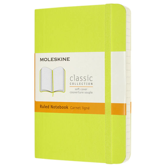 Notitieboek Moleskine pocket 90x140mm lijn soft cover lemon green