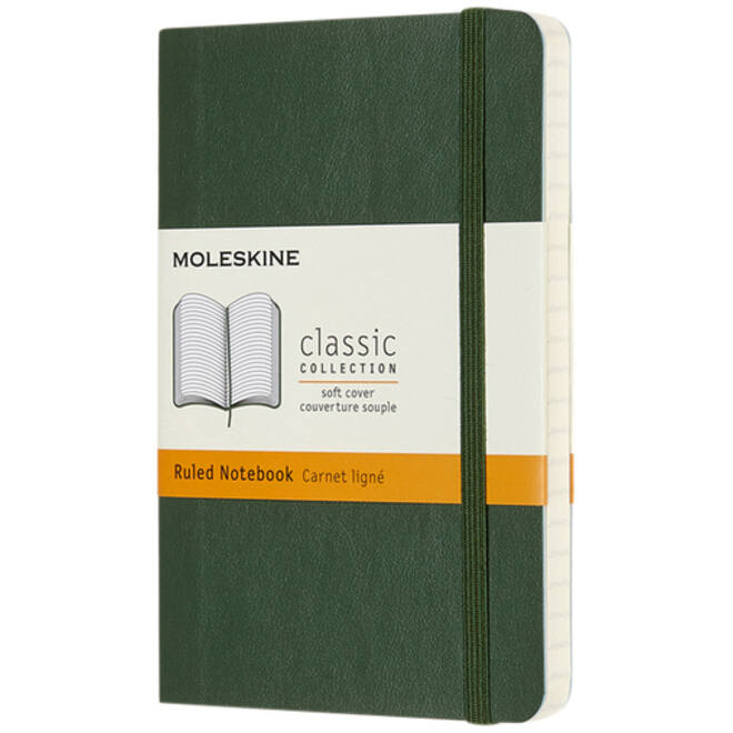 Notitieboek Moleskine pocket 90x140mm lijn soft cover myrtle green