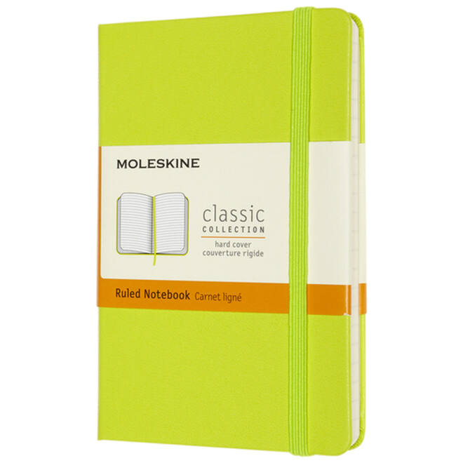 Notitieboek Moleskine pocket 90x140mm lijn hard cover lemon green