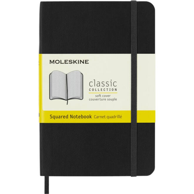 Notitieboek Moleskine pocket 90x140mm ruit 5x5mm soft cover zwart