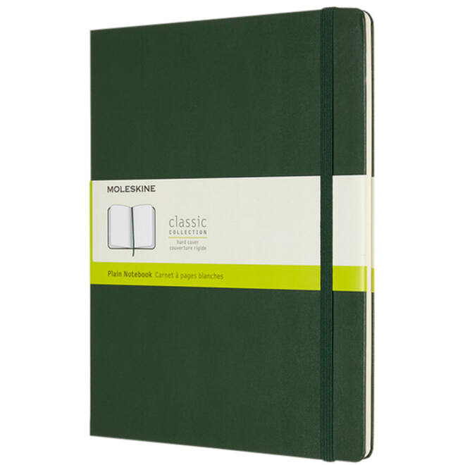Notitieboek Moleskine XL 190x250mm blanco hard cover myrtle green