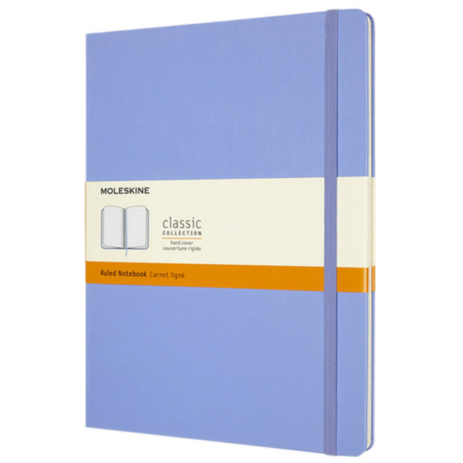Notitieboek Moleskine XL 190x250mm lijn hard cover hydrangea blue