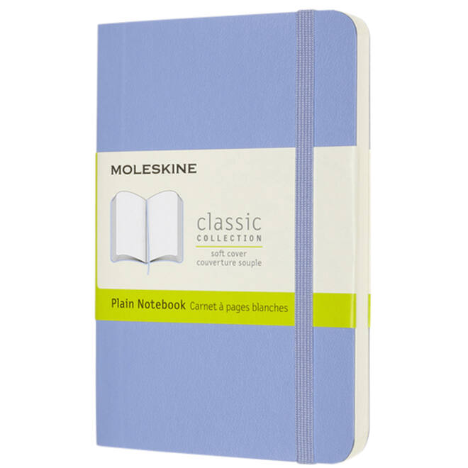Notitieboek Moleskine pocket 90x140mm blanco soft cover hydrangea blue