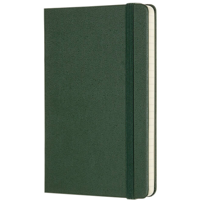 Notitieboek Moleskine pocket 90x140mm ruit 5x5mm hard cover myrtle green