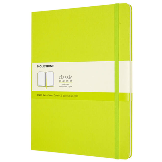 Notitieboek Moleskine XL 190x250mm blanco hard cover lemon green