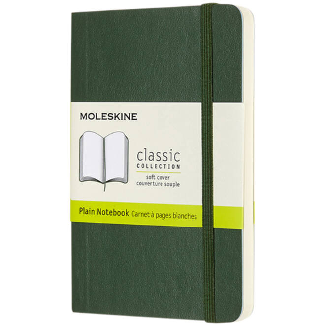 Notitieboek Moleskine pocket 90x140mm blanco soft cover myrtle green