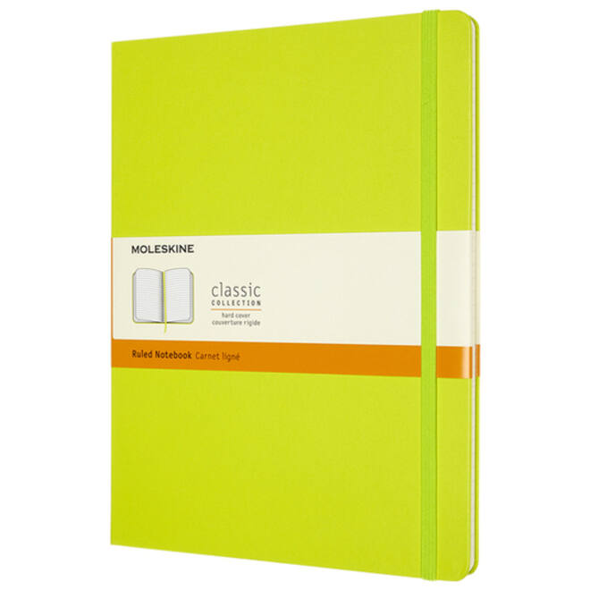 Notitieboek Moleskine XL 190x250mm lijn hard cover lemon green
