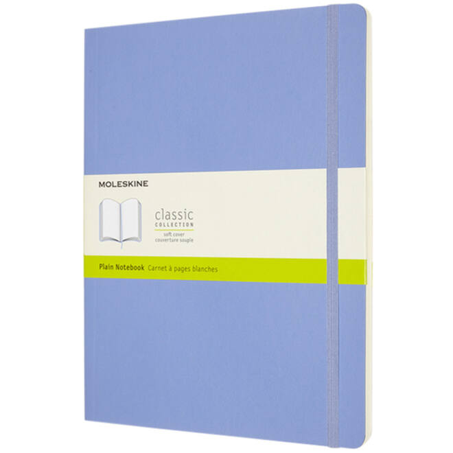 Notitieboek Moleskine XL 190x250mm blanco soft cover hydrangea blue