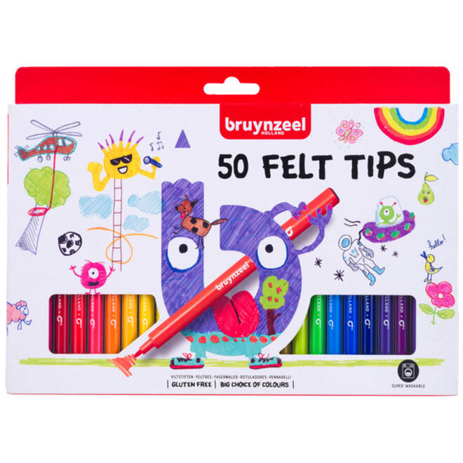 Viltstift Bruynzeel set á 50 kleuren