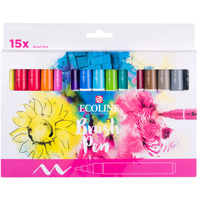 Brushpen Talens Ecoline set á 15 kleuren