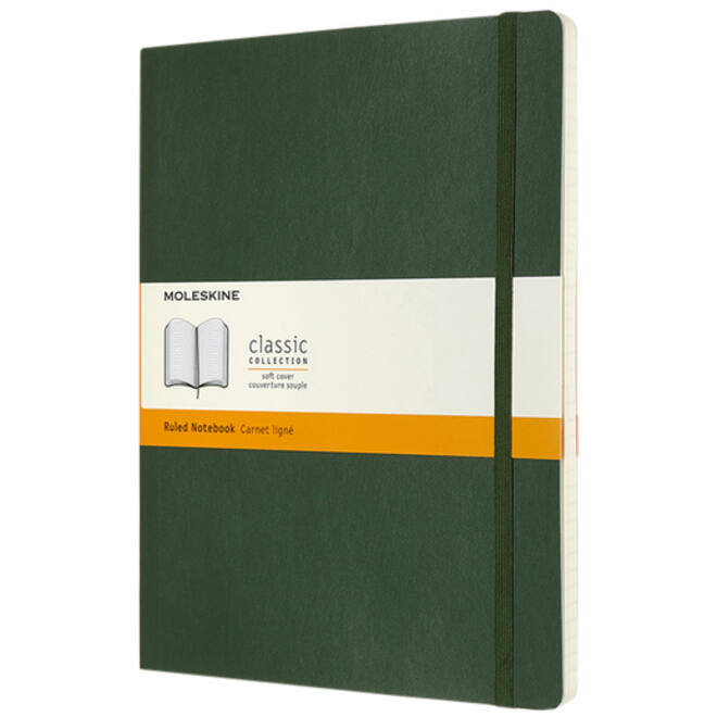 Notitieboek Moleskine XL 190x250mm lijn soft cover myrtle green