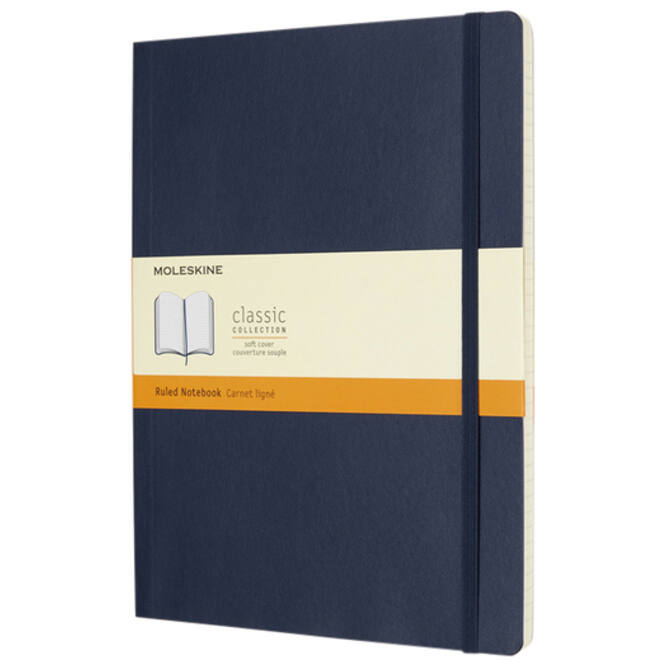 Notitieboek Moleskine XL 190x250mm lijn soft cover sapphire blue