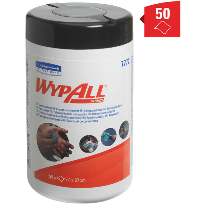 Reinigingsdoek WypAll geïmpregneerd 27x27cm 50vel per bus groen 7772