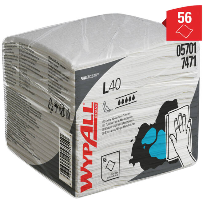 Poetsdoek WypAll L40 1-laags 304x317mm 18x56stuks wit 7471