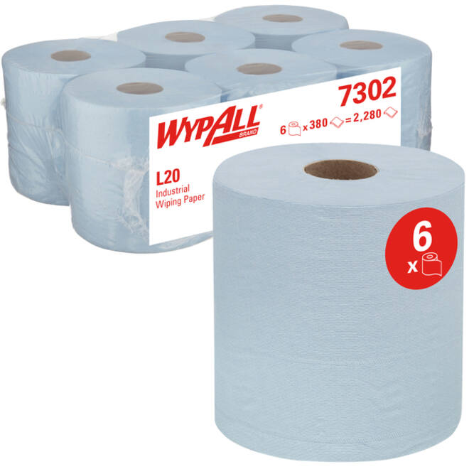 Poetsrol WypAll L20 2-laags 18,3cmx144m 380vel blauw 7302