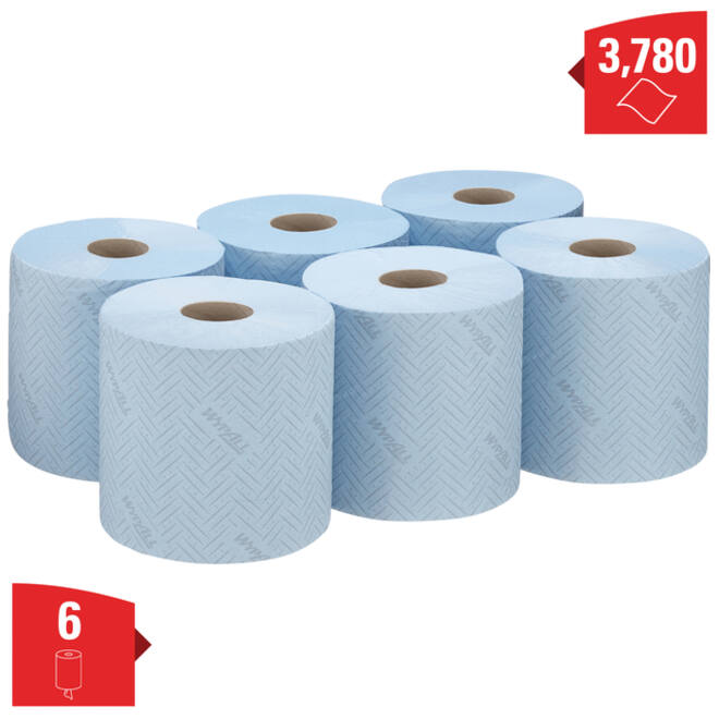 Poetsrol WypAll L10 1-laags 18,3cmx239m 630 vel blauw 7494