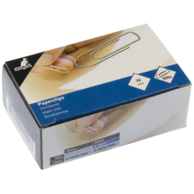Paperclip Kangaro 32mm hoekig verzinkt doos à 100 stuks