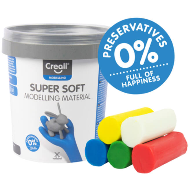 Klei Creall supersoft rood/blauw/groen/geel/wit 450gr