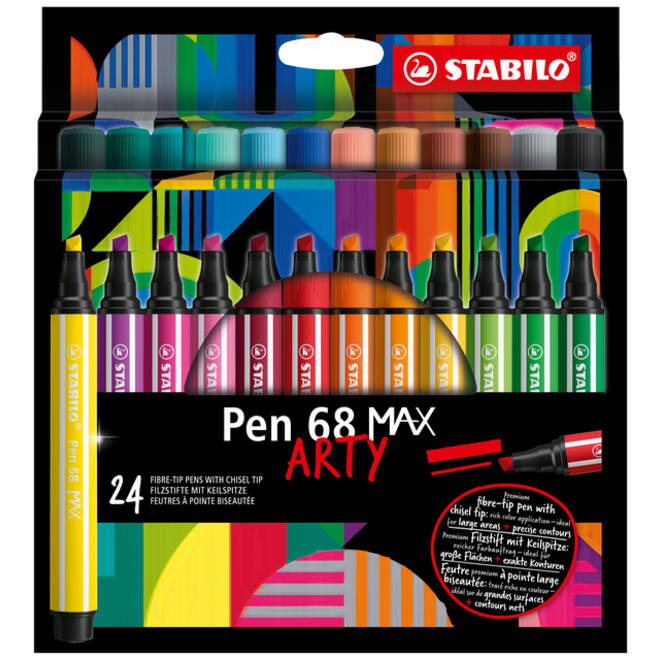 Viltstift STABILO Pen 68 Max Arty assorti etui à 24 stuks