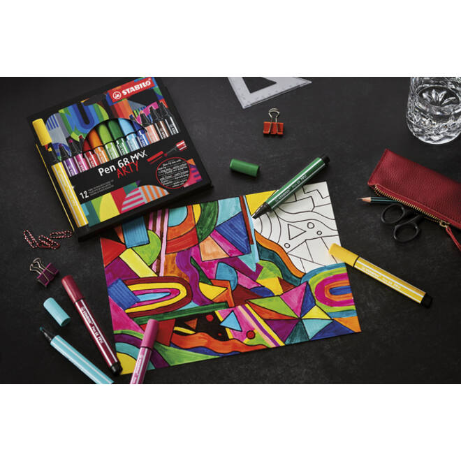 Viltstift STABILO Pen 68 Max Arty assorti etui à 24 stuks