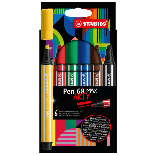 Viltstift STABILO Pen 68 Max Arty assorti etui à 6 stuks