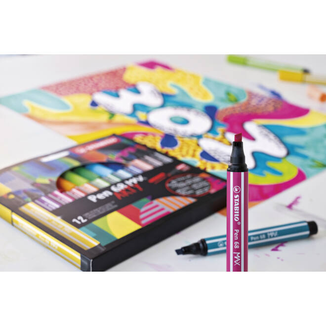 Viltstift STABILO Pen 68 Max Arty assorti etui à 6 stuks