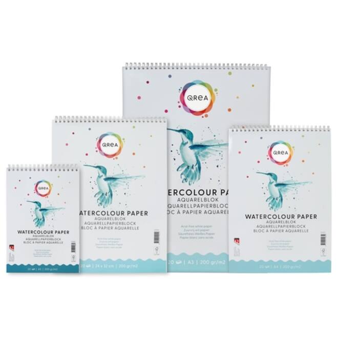 Aquarelblok Qrea 24x32 20vel 200gr spiraal
