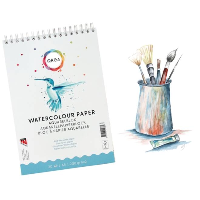 Aquarelblok Qrea A5 20vel 200gr spiraal