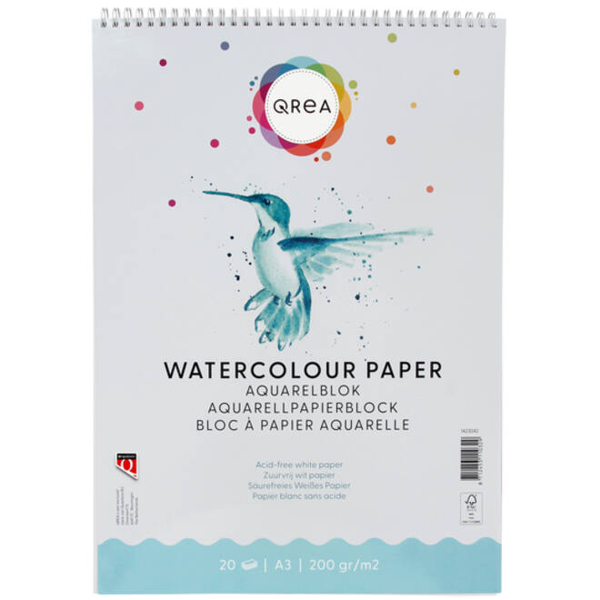 Aquarelblok Qrea A3 20vel 200gr spiraal