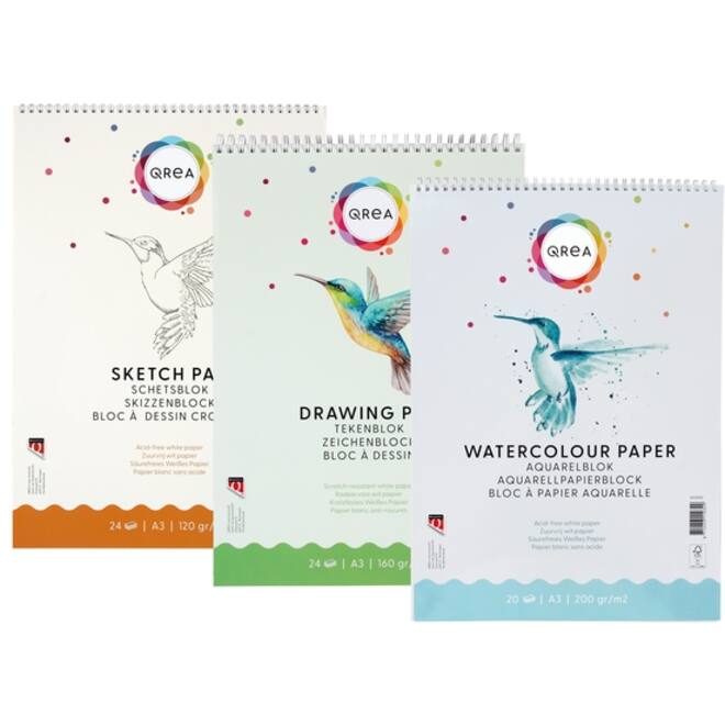 Aquarelblok Qrea A3 20vel 200gr spiraal