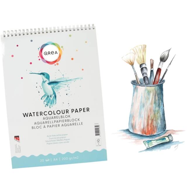 Aquarelblok Qrea A4 20vel 200gr spiraal