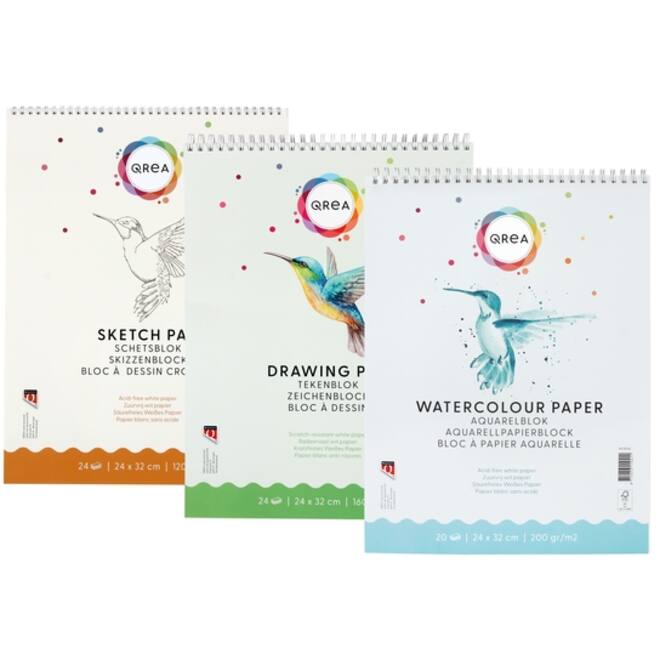 Aquarelblok Qrea A4 20vel 200gr spiraal